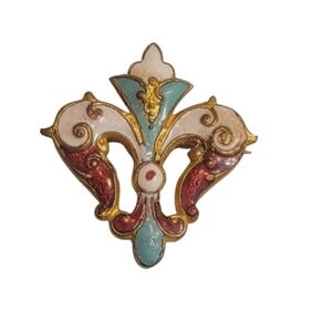 Edwardian Brooch Pin 19th 20th Century Vintage Enamel Brooch Gold Accents